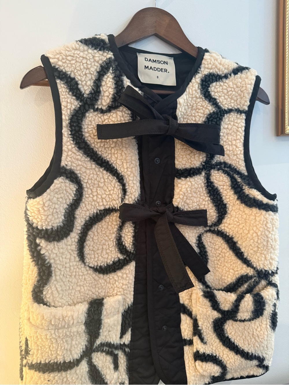 Damson Madder (8) & Black Sherpa Vest with Bow Ties